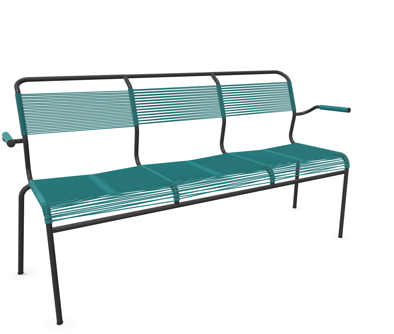 Schaffner Spaghetti-3er-Bank Säntis mit Lehne Blau | Schubiger Möbel