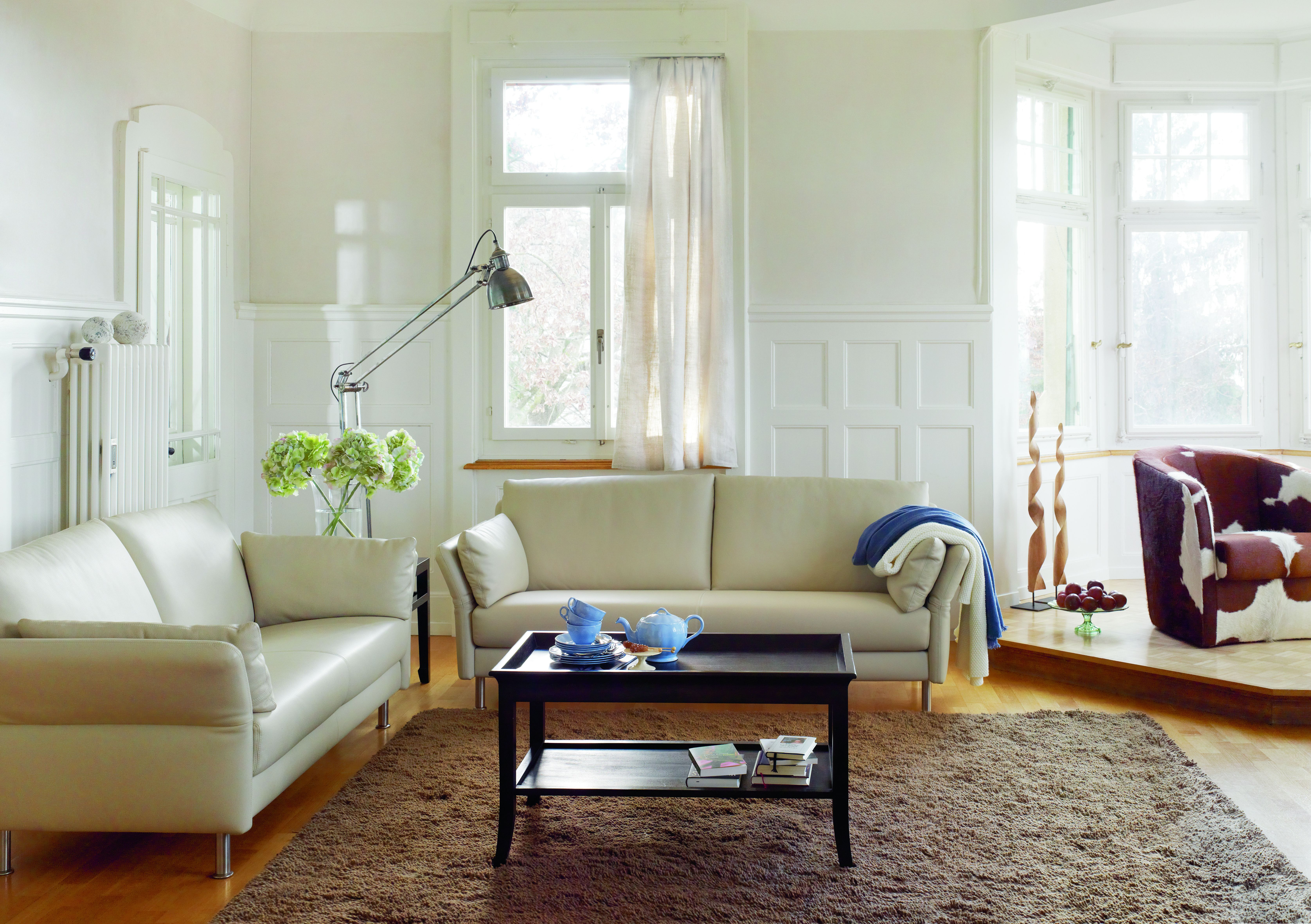 2er Sofa Campus, Leder, Chrom gebürstet, B 171 cm T 84 cm H 80-85 cm