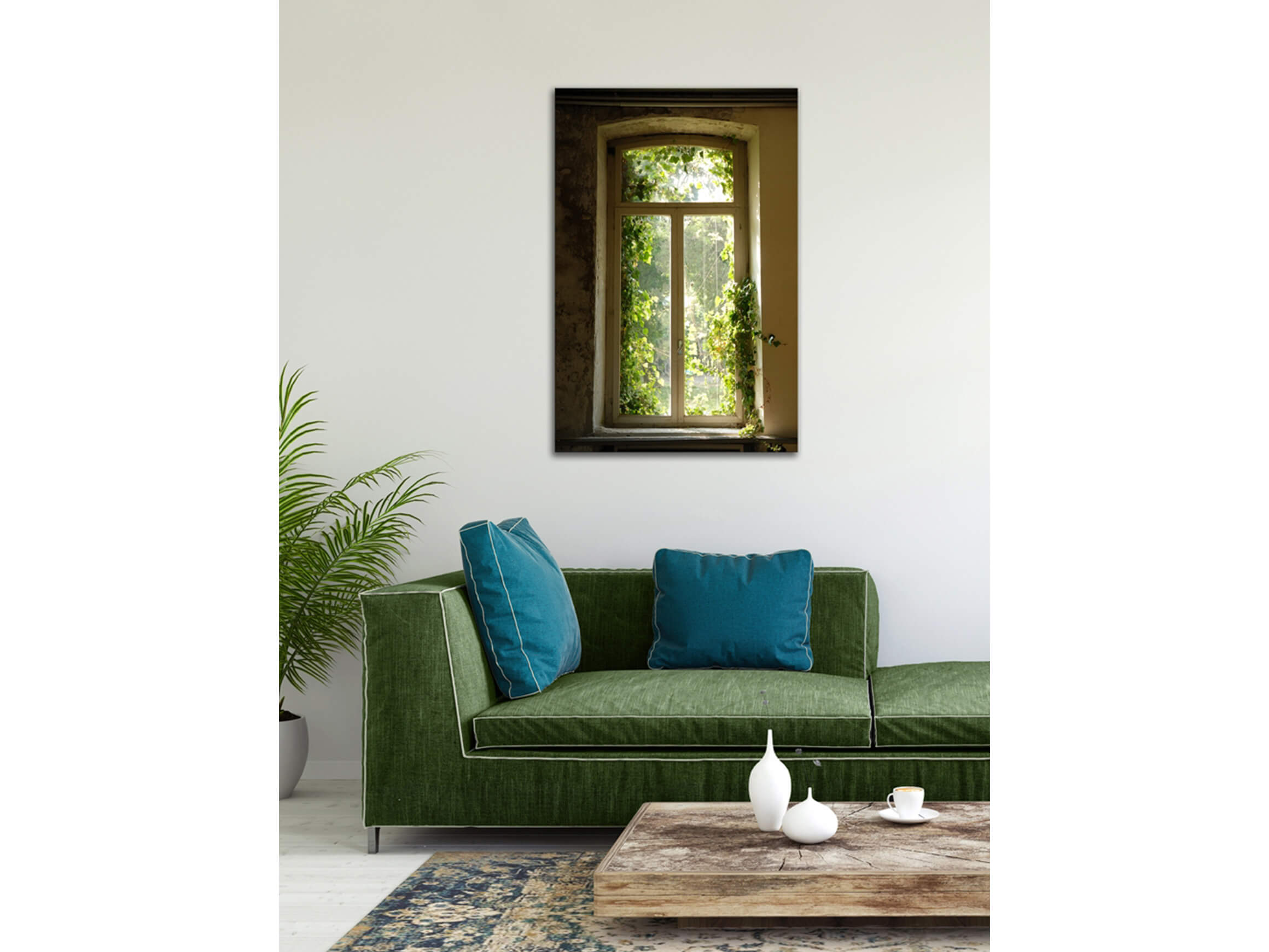 Digitaldruck auf Acrylglas Fenster mit Laub 2 image LAND