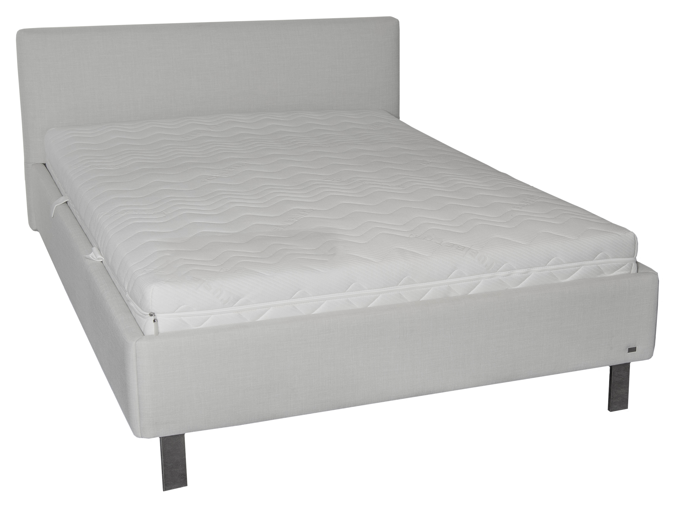 Polsterbett Cerata, Stoff Weiss-Creme, Hebehilfe,