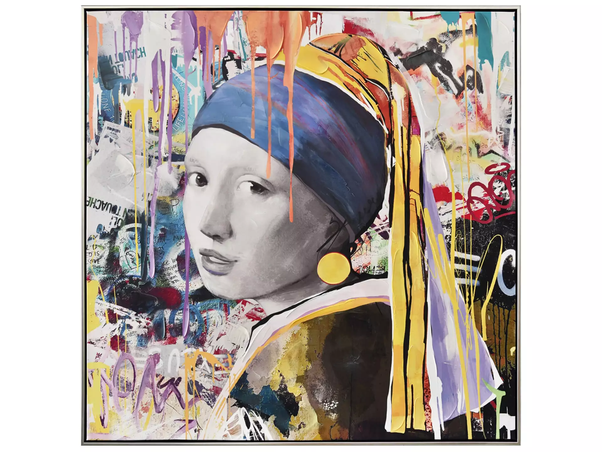 Bild Street Art Perlen-Mädchen image LAND / Grösse: 103 x 103 cm