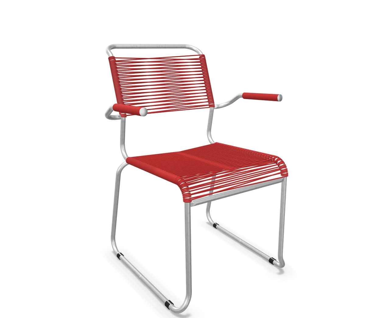 Kufen-Spaghetti-Stuhl Säntis mit Lehne Feuerverzinkt von Schaffner / Farbe: Rot / Grösse: 60 x 61 cm