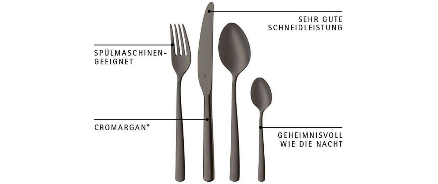 Besteck-Set Boston, 24-teilig, Dunkelgrau von WMF / Farbe: Dunkelgrau