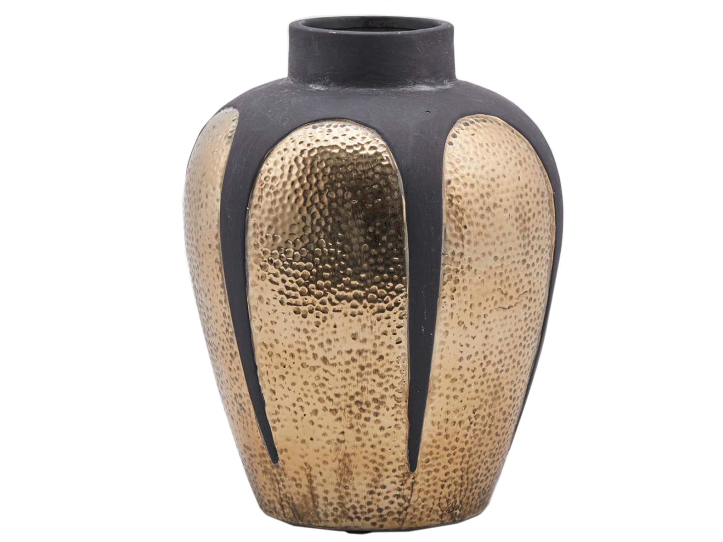 Edg Vase Gold-Schwarz Gehämmert H: 29 cm  | Schubiger Möbel