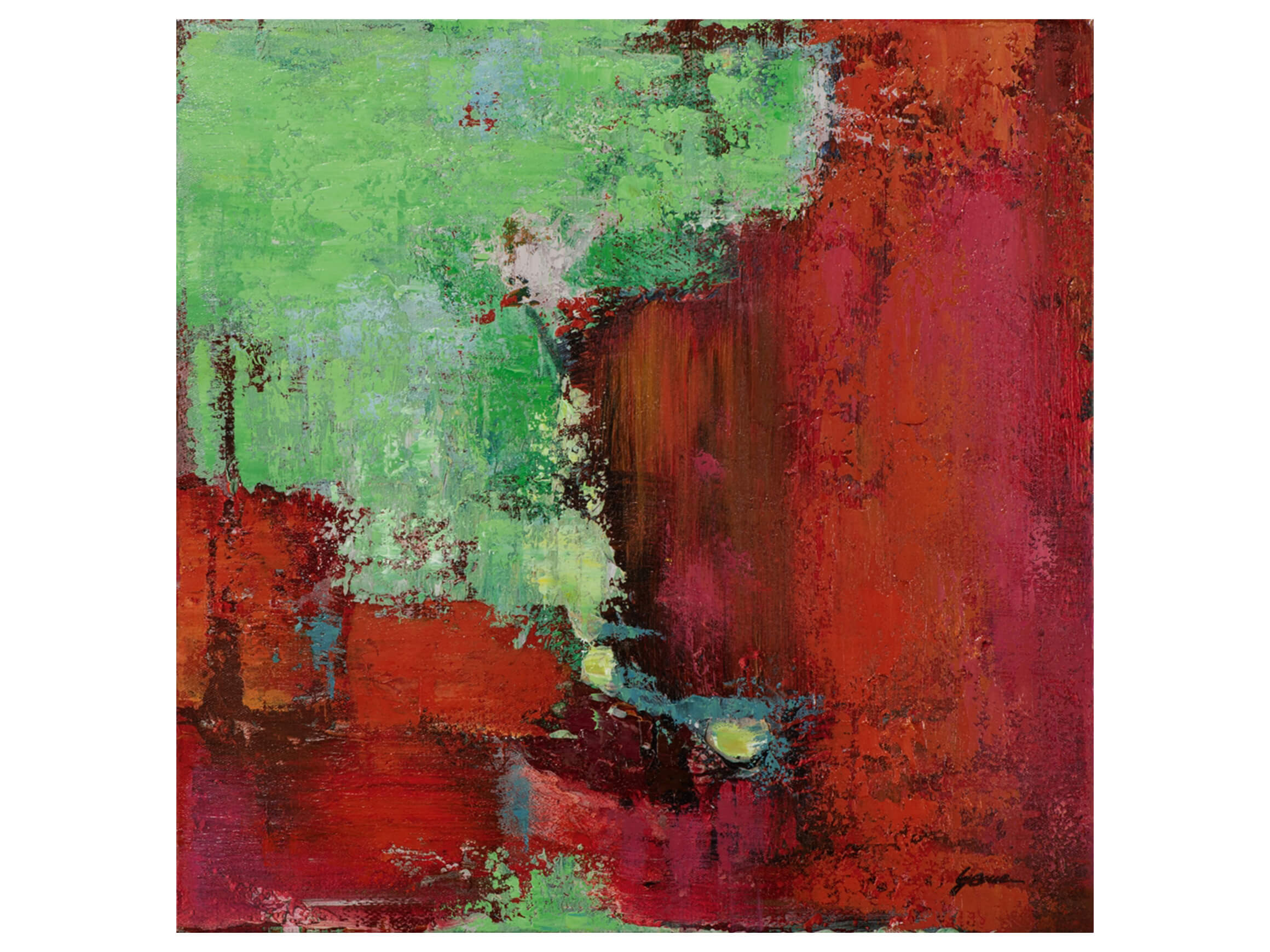 Bild Kontraste in Rot und Grün image LAND / Grösse: 60 x 60 cm