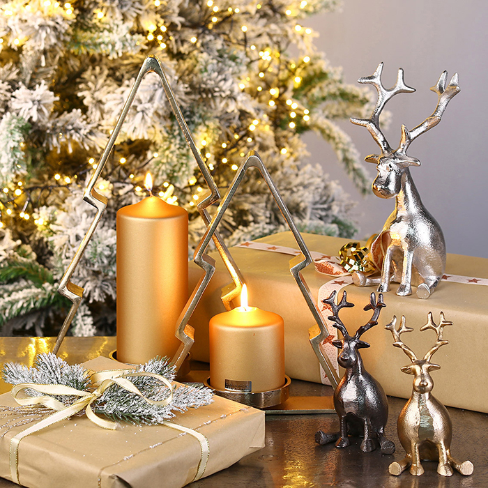 Stumpenkerzen Metallic Gilde