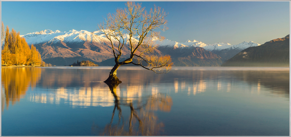 Bild mit Rahmen-Bergpanorama mit See-image LAND