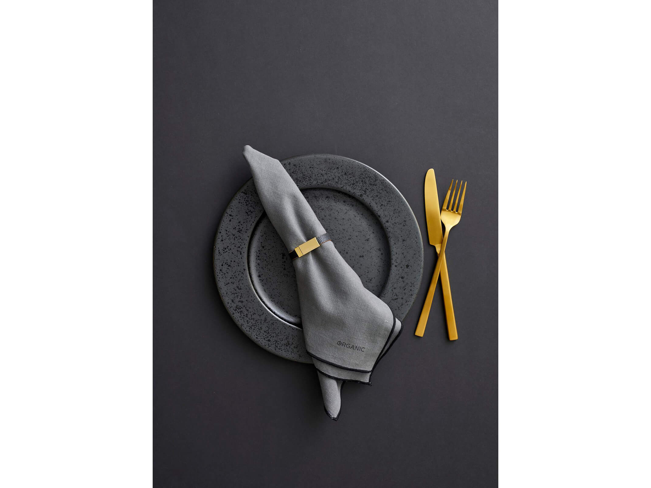 Stoffservietten Organic 50 x 50 cm, 2 Stück, Grau/Schwarz Alltron