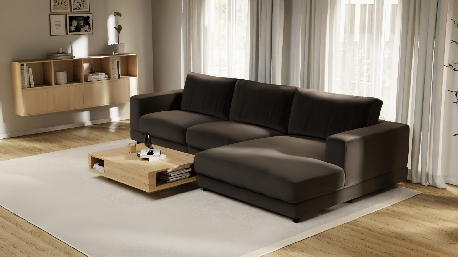 Ecksofa #1 Jupiter rechts - UrbanDesign / Farbe: Anthrazit / Bezugsmaterial: Stoff