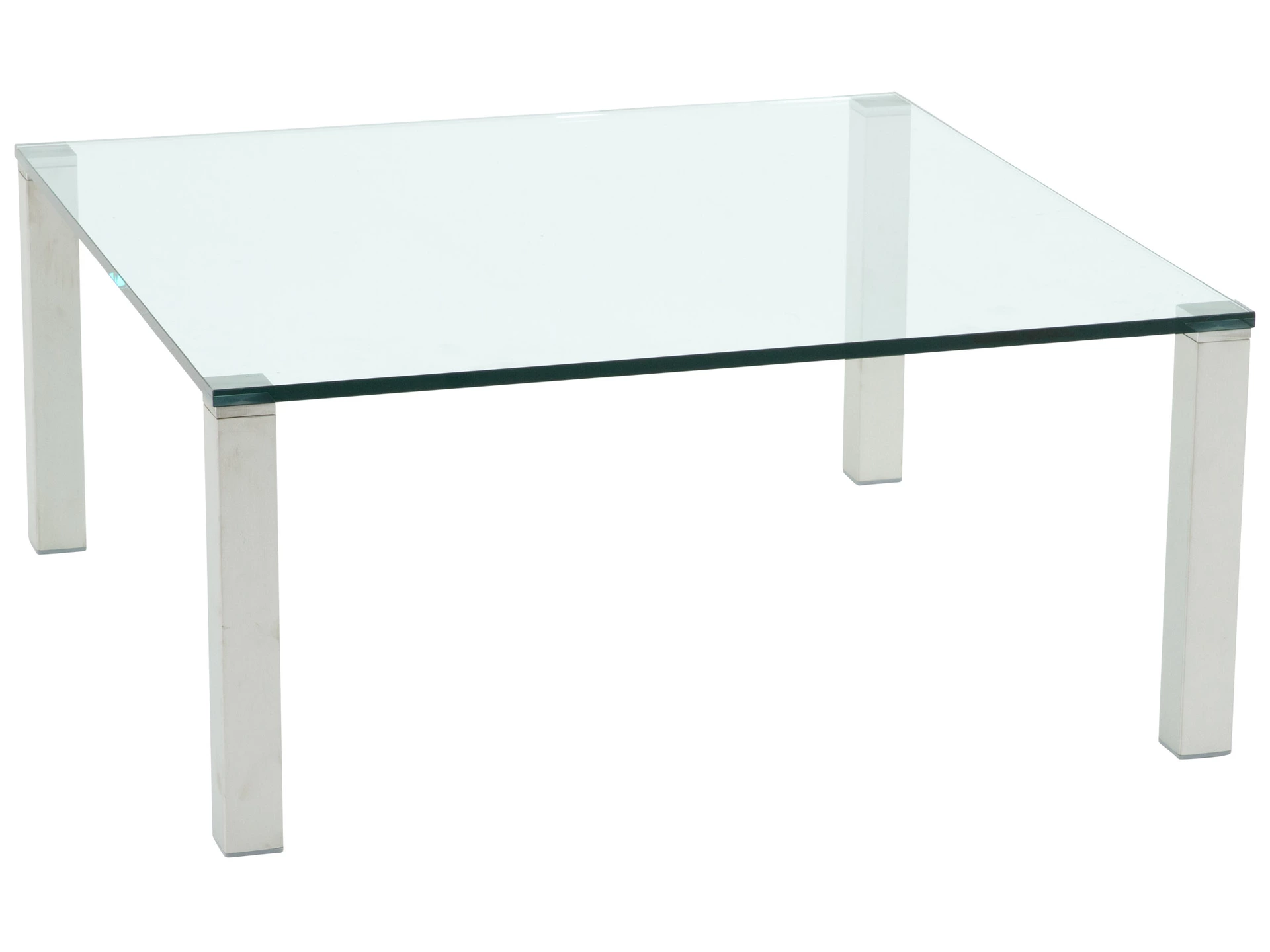 Salontisch Queen, Tischplatte Floatglas, Füsse Edelstahl, 90x90 cm