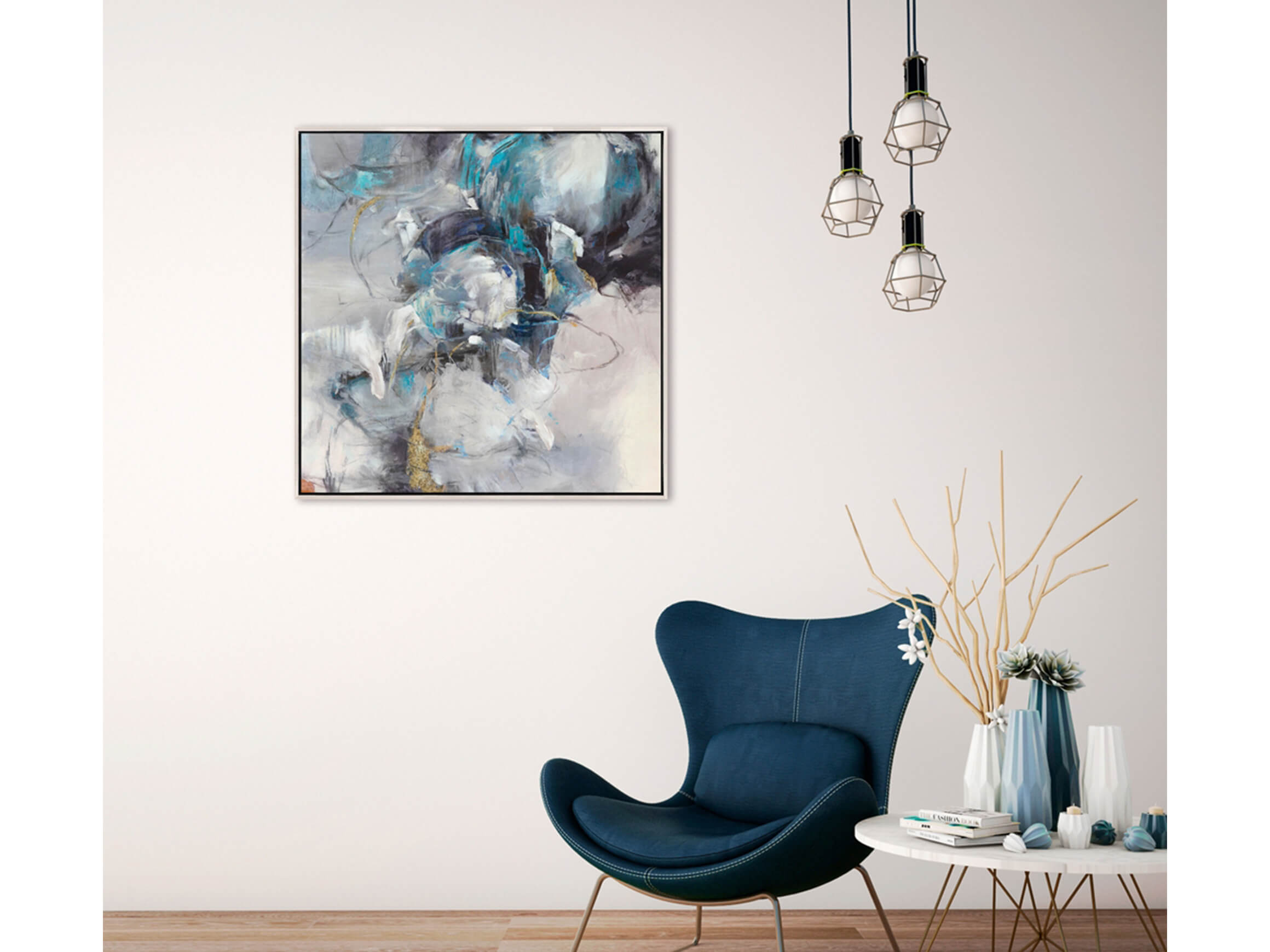 Bild Moderne Farbmelodie in Blaugrau image LAND / Grösse: 70 x 70 cm