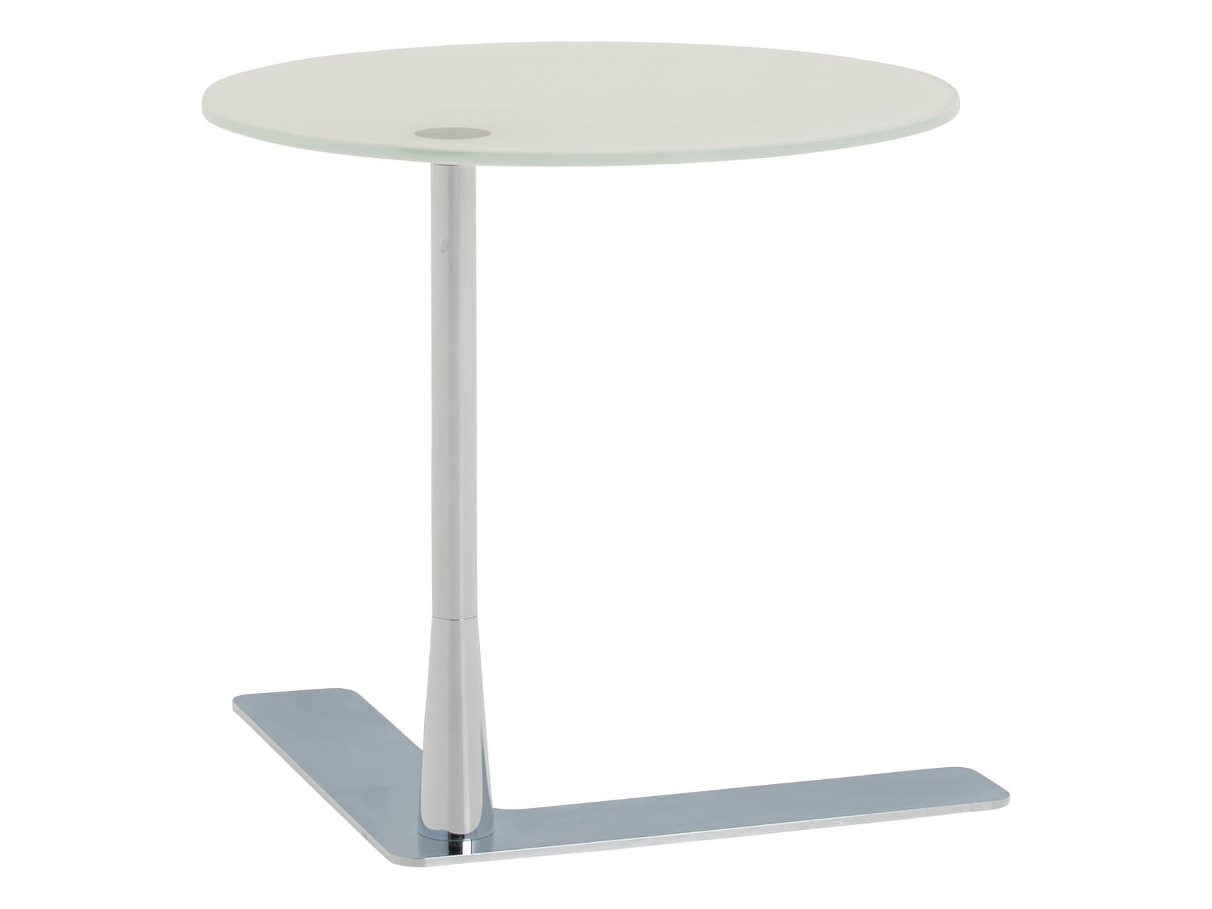 Beistelltisch Felias, Glas Reinweiss, Chrom,