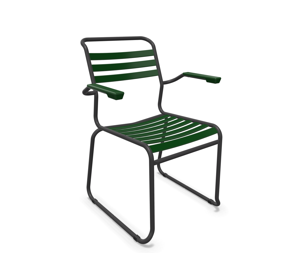 Schaffner Kufen-Lättli-Stuhl Säntis mit Lehne Grün | Schubiger Möbel