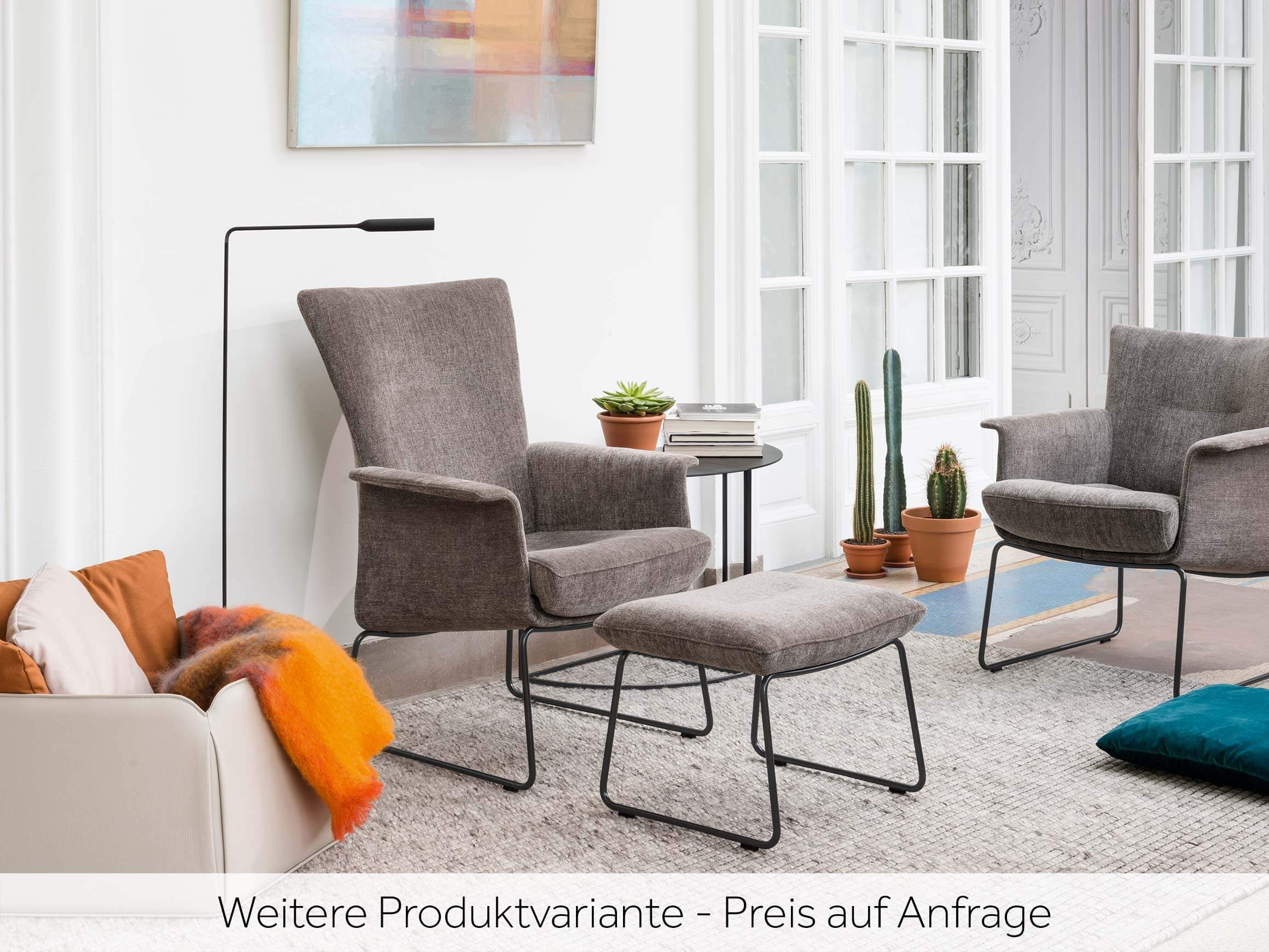 Sessel Aida, Stoff Galetti, Epoxy Schwarz, b 67 cm t 76 cm h 79 cm