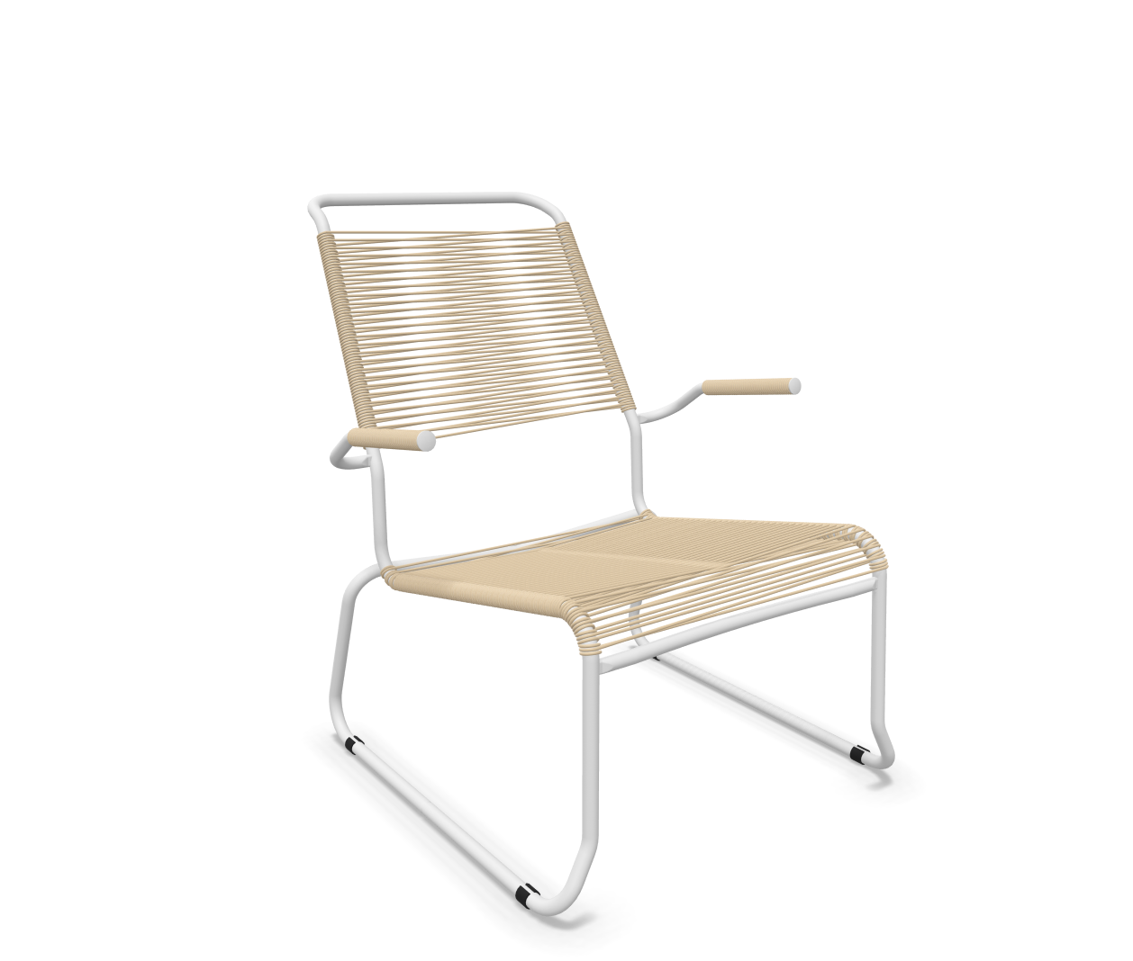 Kufen-Spaghetti-Lounger Säntis mit Lehne / Hochlehner von Schaffner / Farbe: Pastellbraun / Grösse: 68 x 85 cm