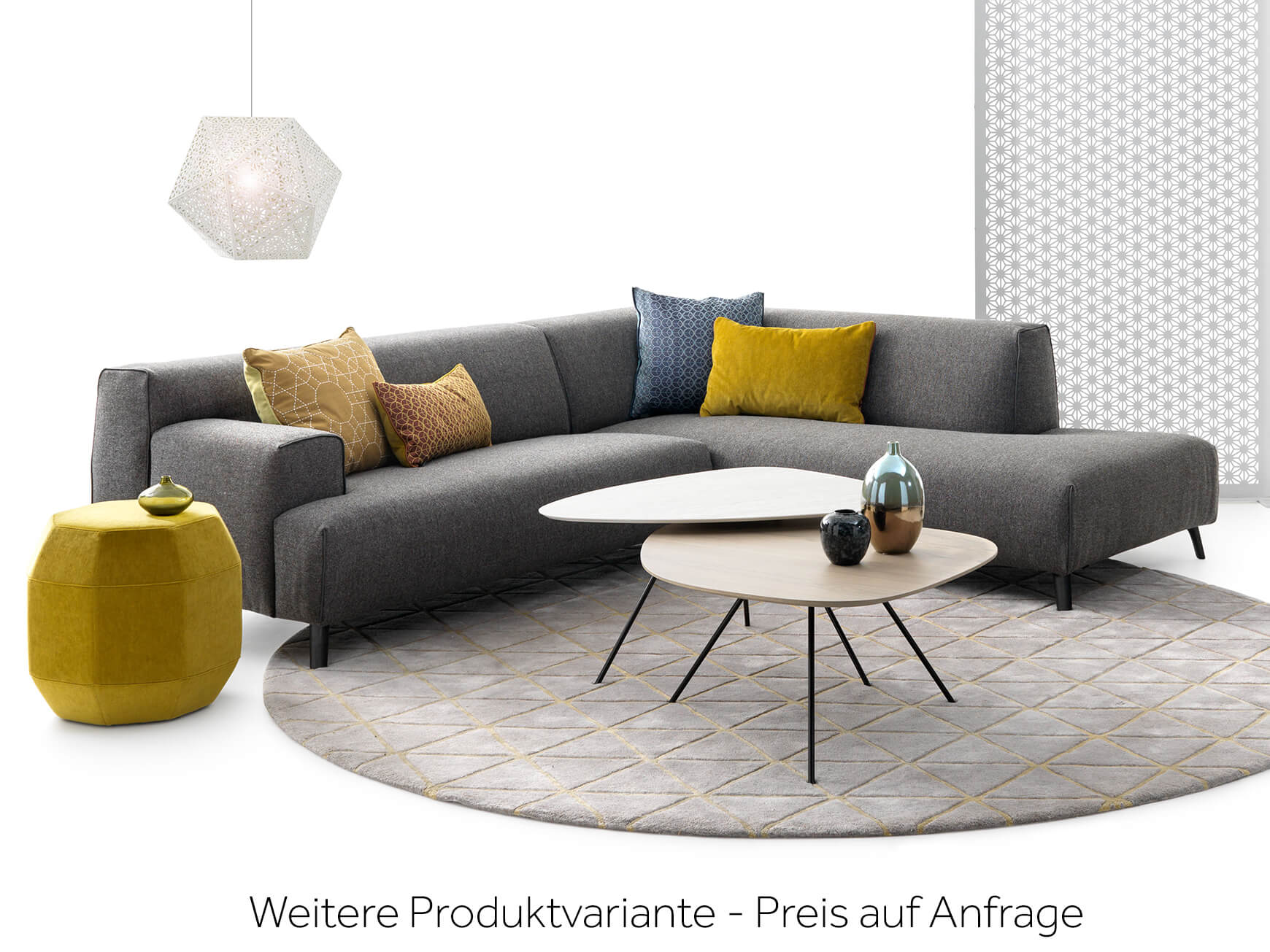 Salontisch Liliom, Lack Hellgrau, Chrom, b 88 cm t 83 cm h 35 cm