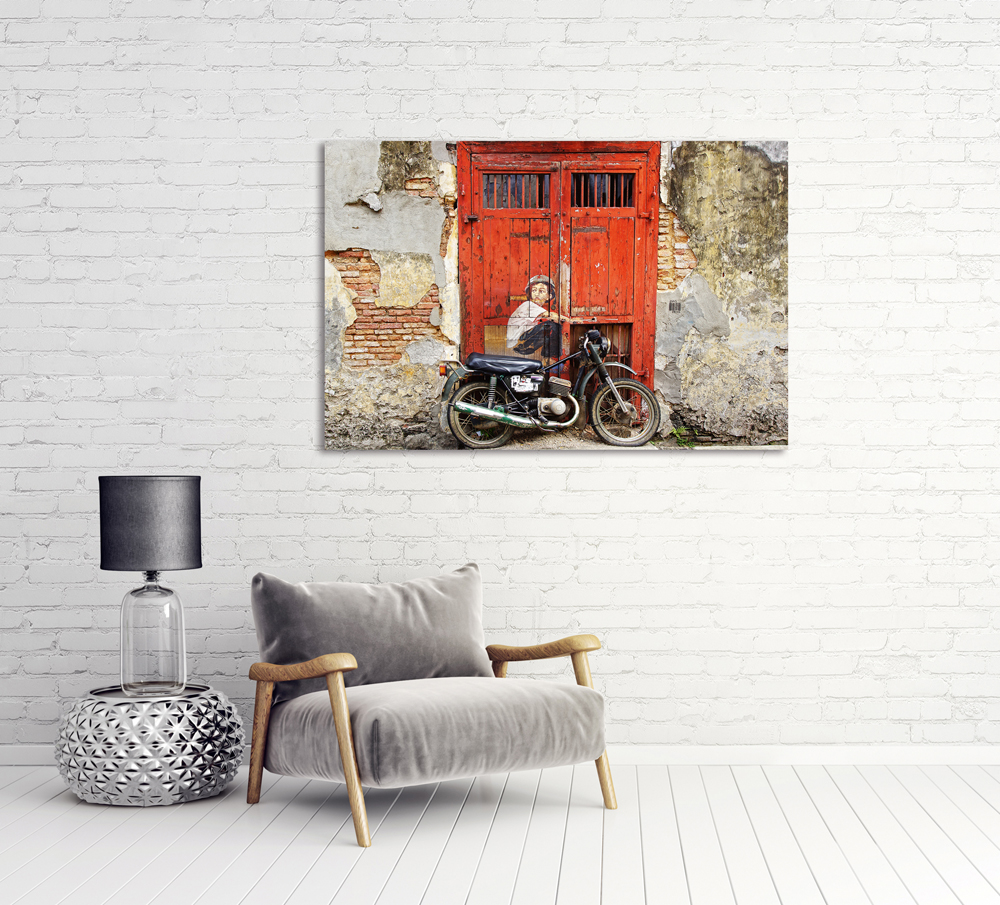 Alubild-Street Art mit Moped-image LAND