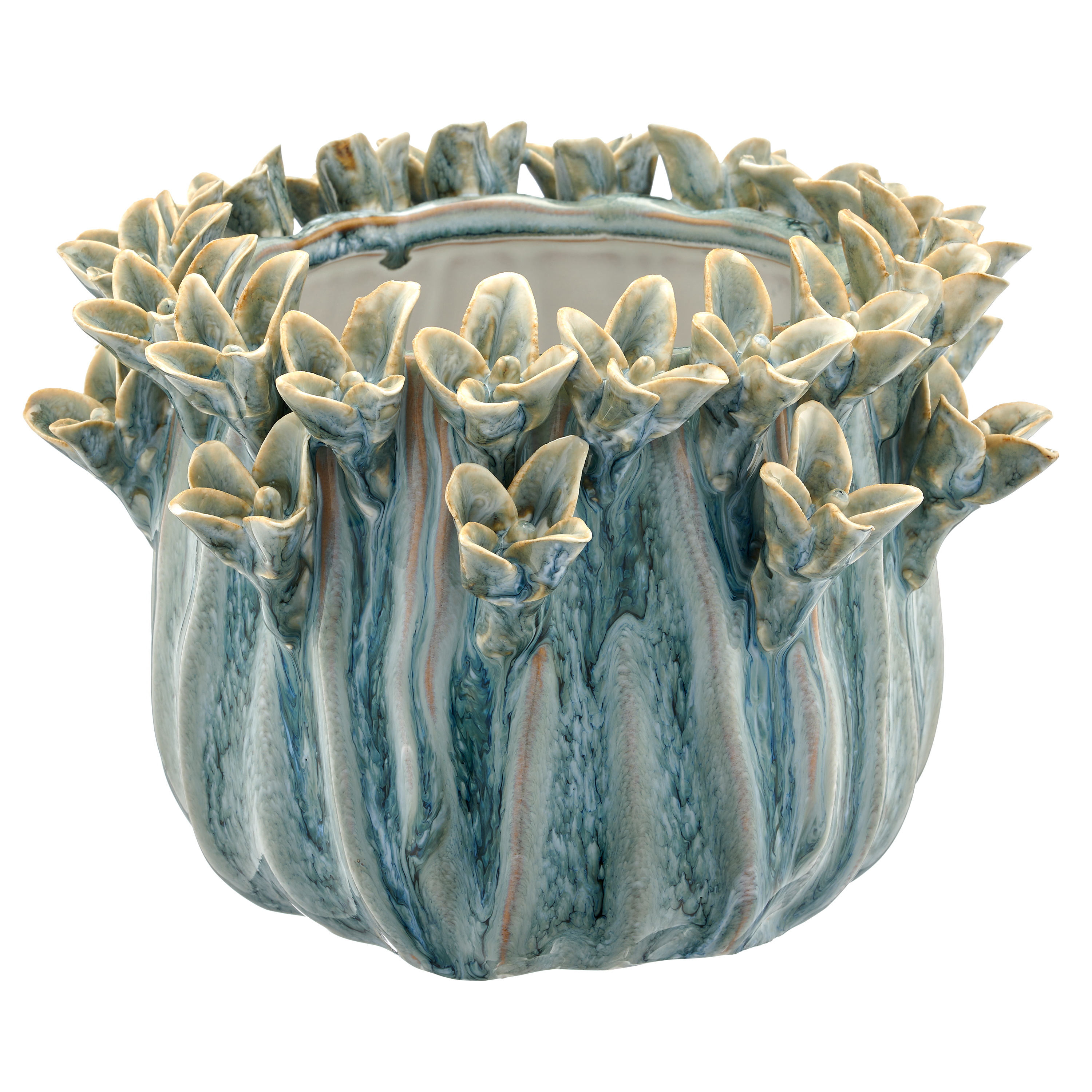 Pflanzengefäss Keramik, Blau Gasper