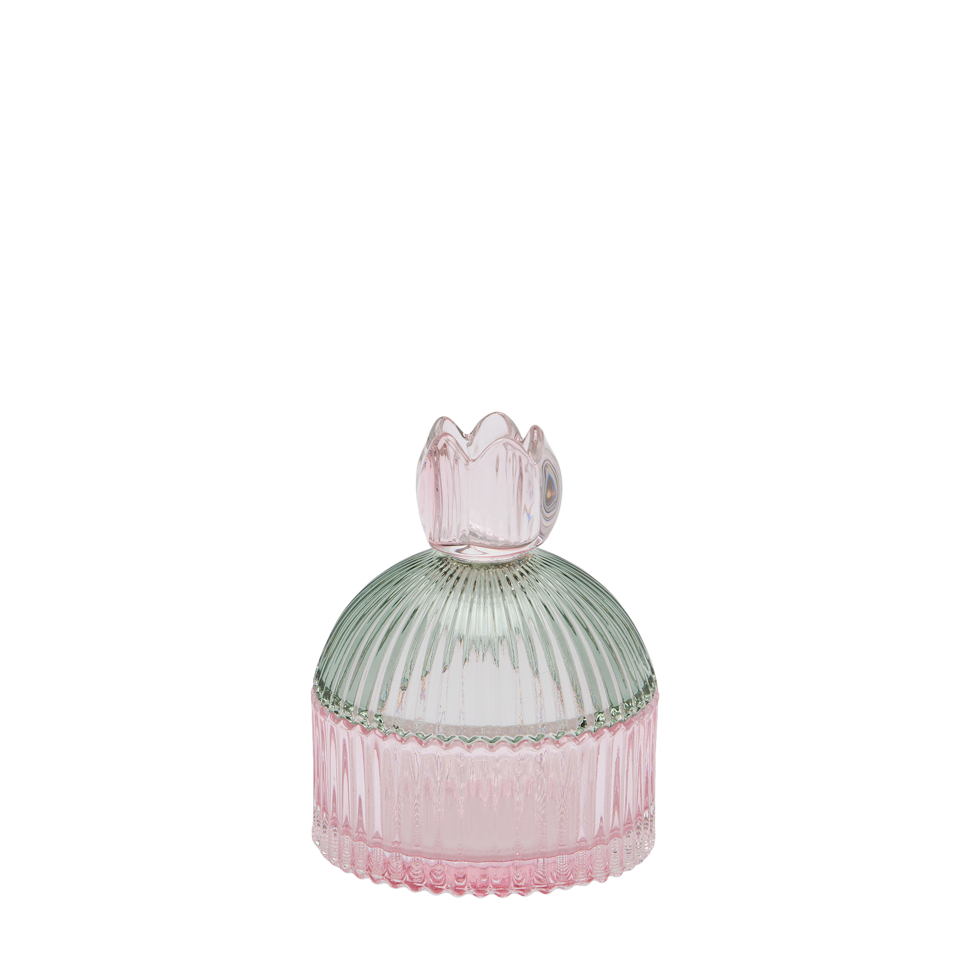 Grooved Glass Bonbonnière H: 14 cm Edg