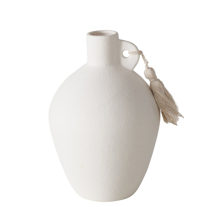 Vase Bruny, Steingut, Weiss von Roomio