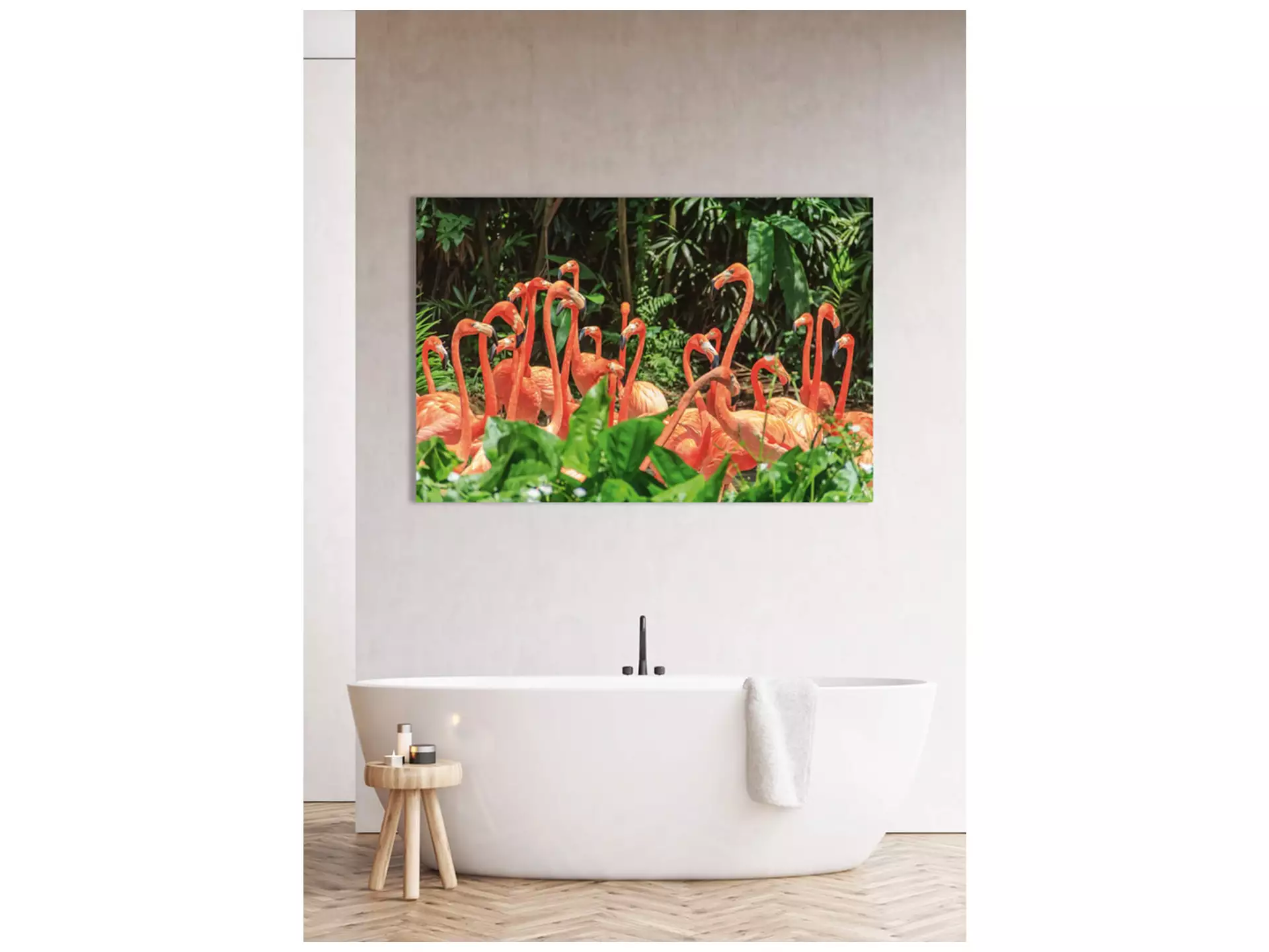 Digitaldruck auf Acrylglas Nette Flamingo Familie image LAND / Grösse: 120 x 80 cm