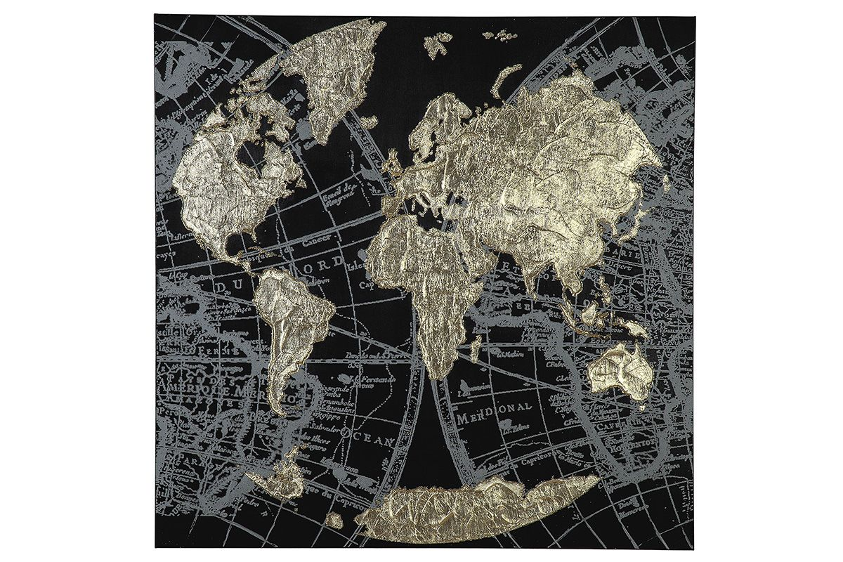 Gilde Bild Golden Earth, Weltkarte, Gold H: 90 cm  | Schubiger Möbel