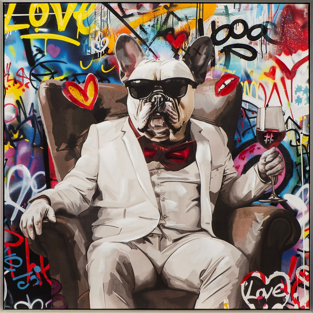 Bild Cool French Dog image LAND / Grösse: 80 x 80 cm