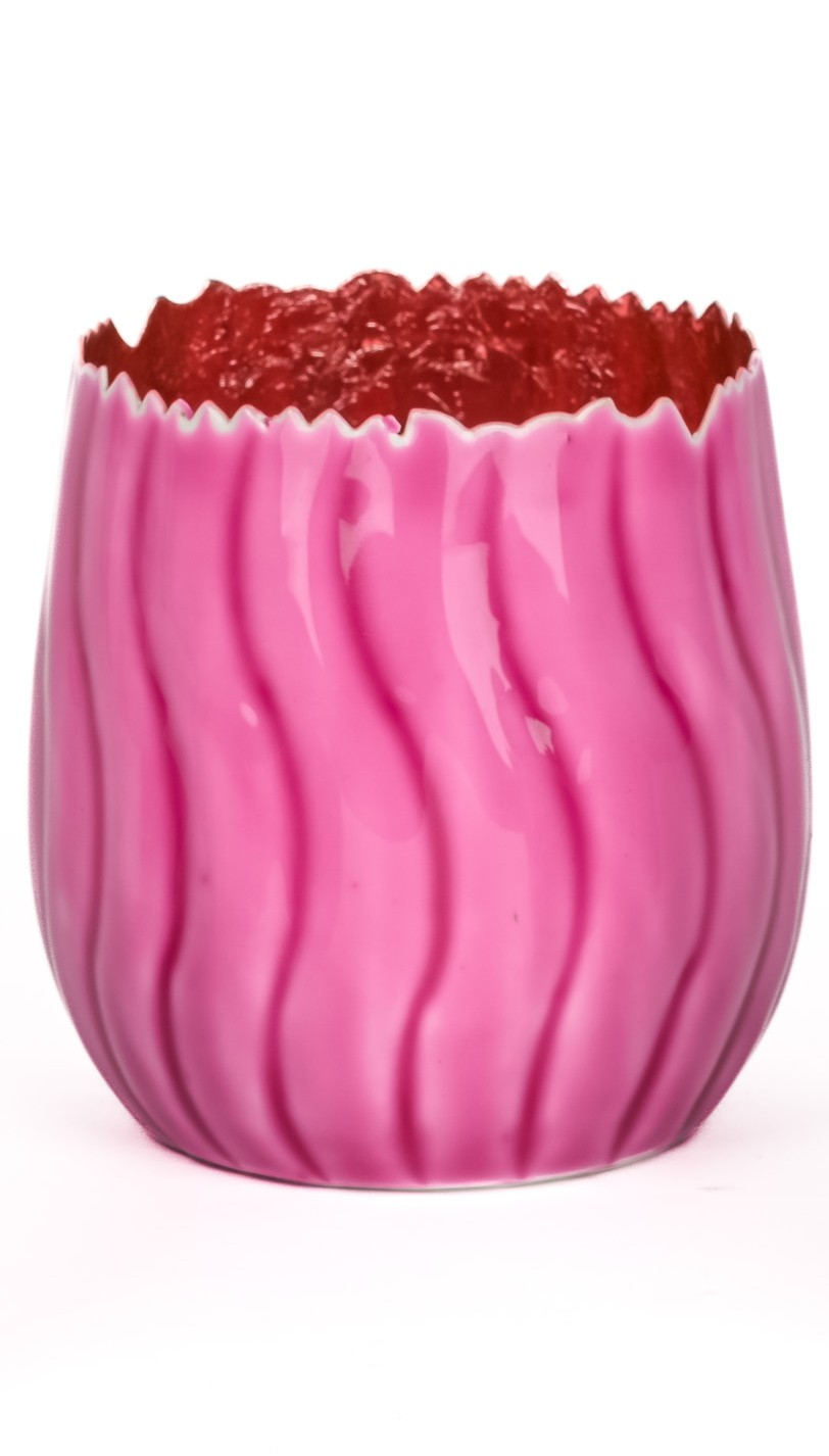 Decofinder Windlicht Welle Pink H: 11 cm Rosa | Schubiger Möbel