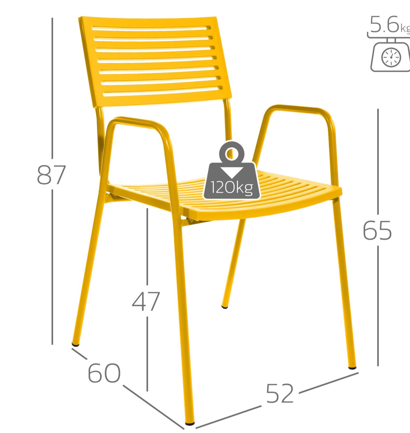 Chaise de jardin Lamello avec dossier de Schaffner / Couleur : anthracite / Dimensions : 52 x 60 cm