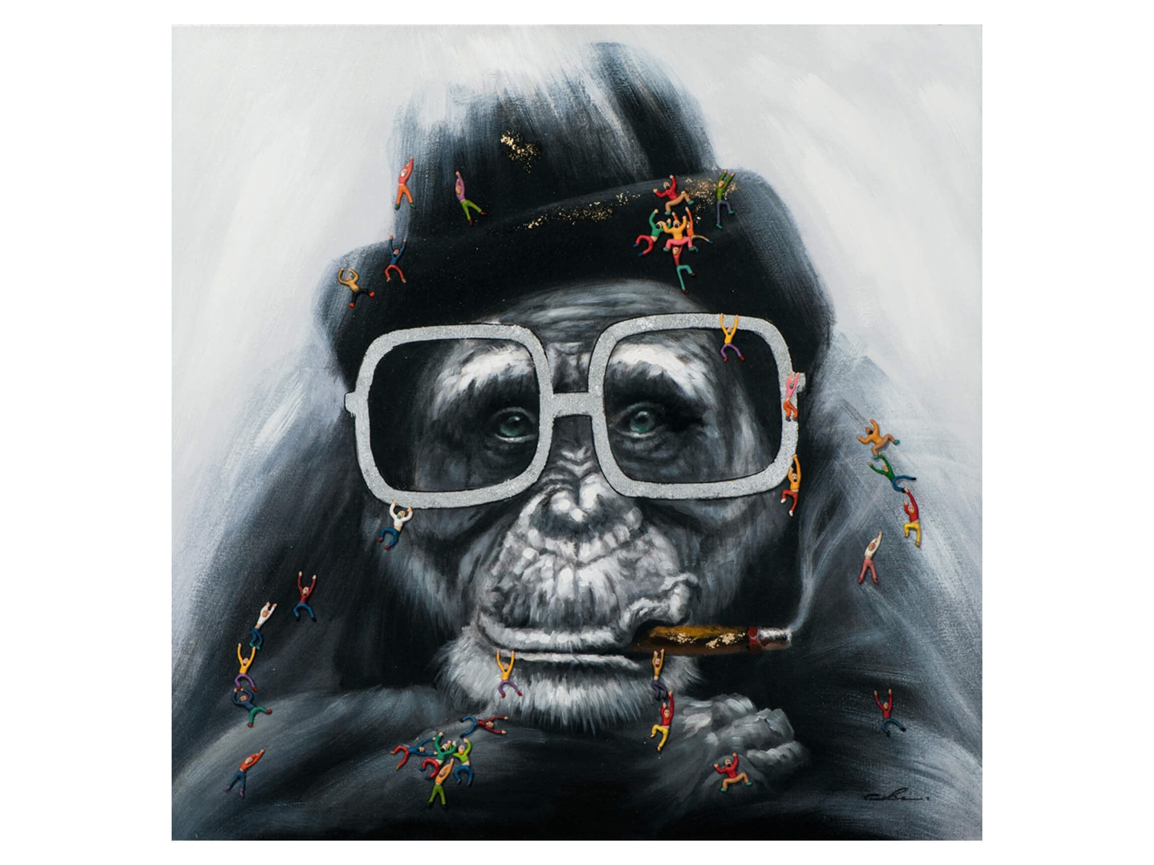 Bild Rauchender Affe mit Kleinen Menschen image LAND