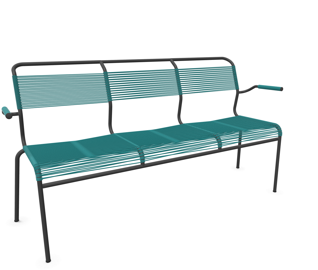 Schaffner Spaghetti-3er-Bank Säntis mit Lehne Blau | Schubiger Möbel