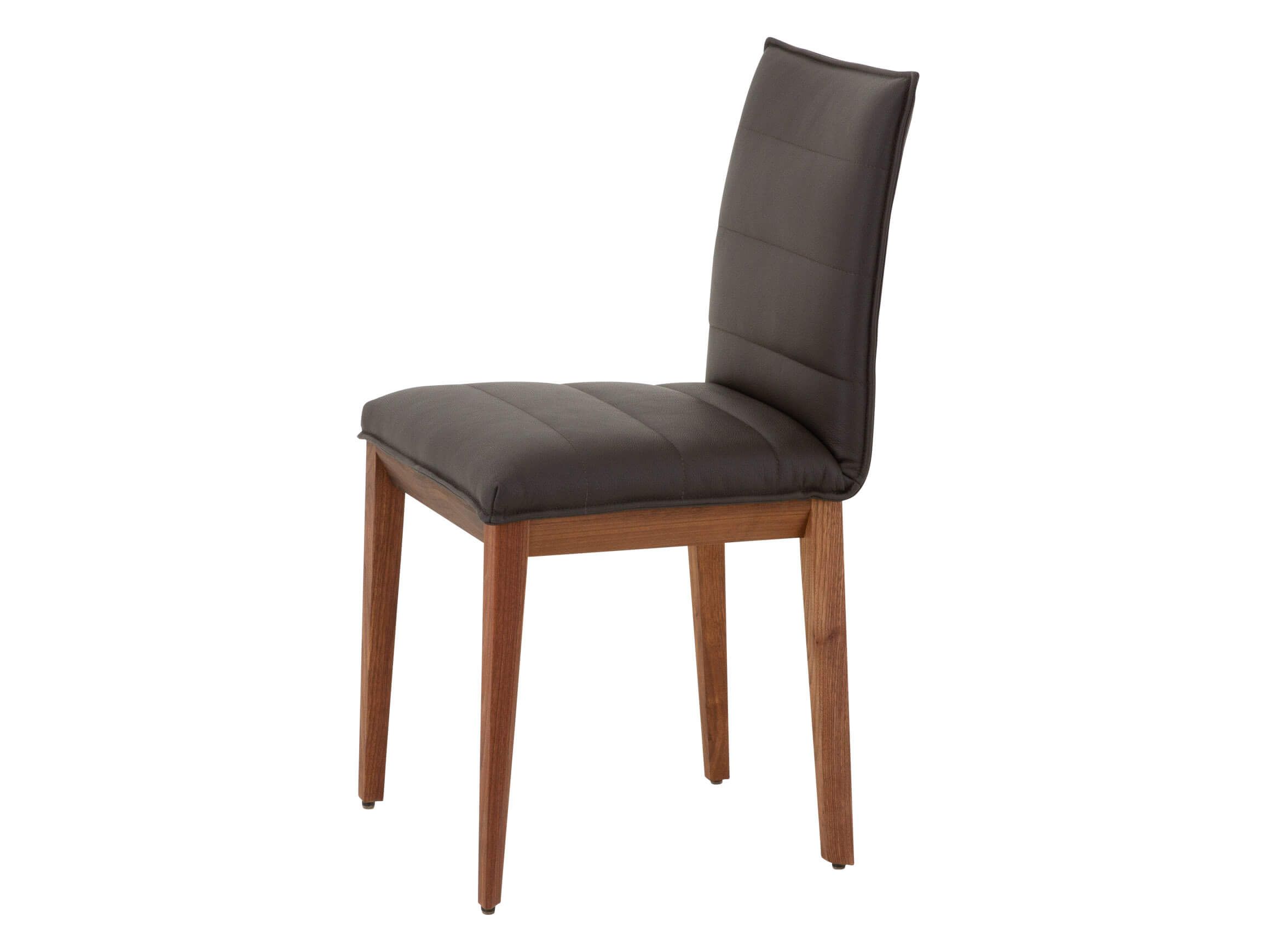 Stuhl Sandmann Leder Dunkelbraun, Gestell Nussbaum, BxTxH 48x54x90 cm