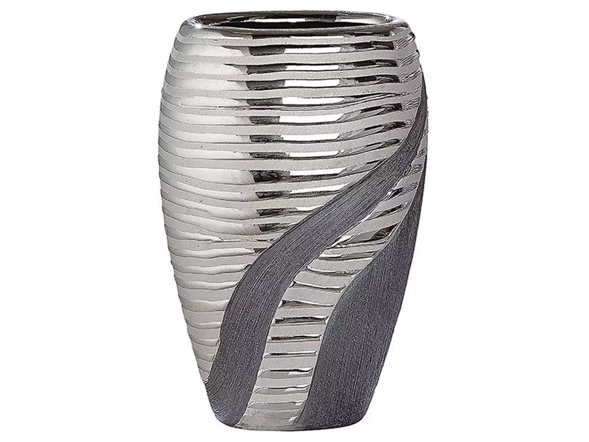 Vase Keramik, Anthrazit Silber H: 20 cm Gilde