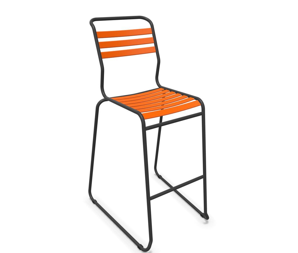 Schaffner Bar-Kufen-Lättlistuhl Säntis Orange | Schubiger Möbel