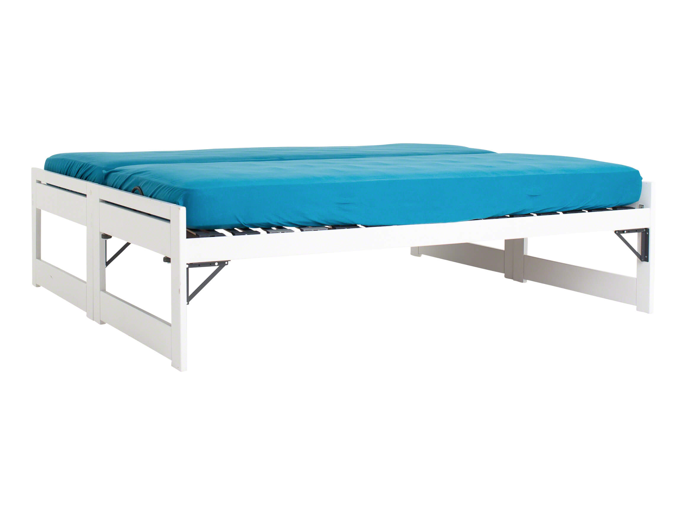 Doppelbett Bico, Buche Lack Weiss, Füsse Klappbar, B205