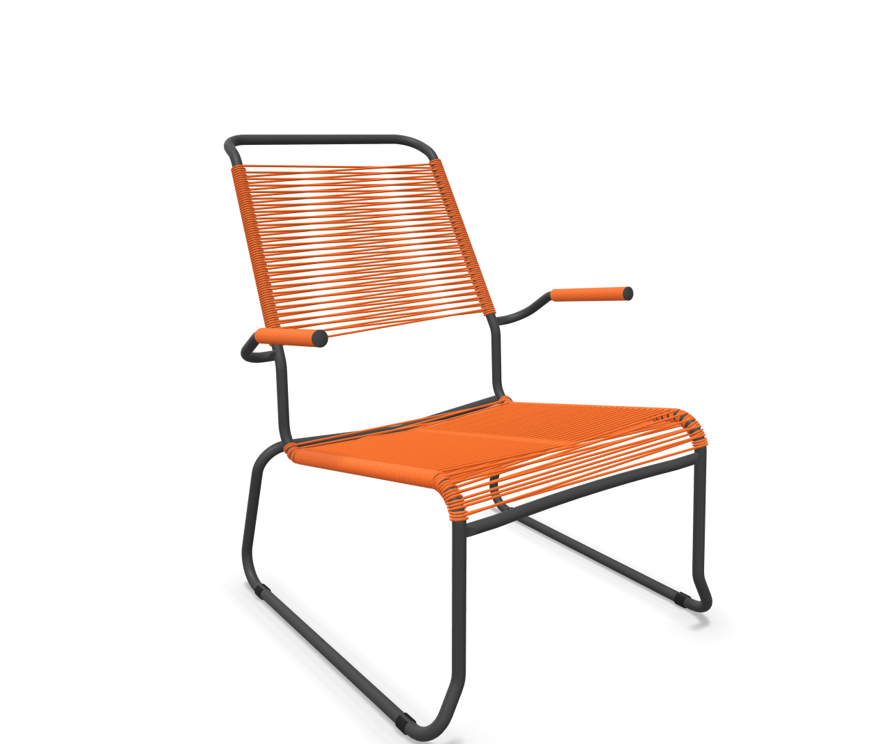 Schaffner Kufen-Spaghetti-Lounger Säntis mit Lehne / Hochlehner Orange | Schubiger Möbel