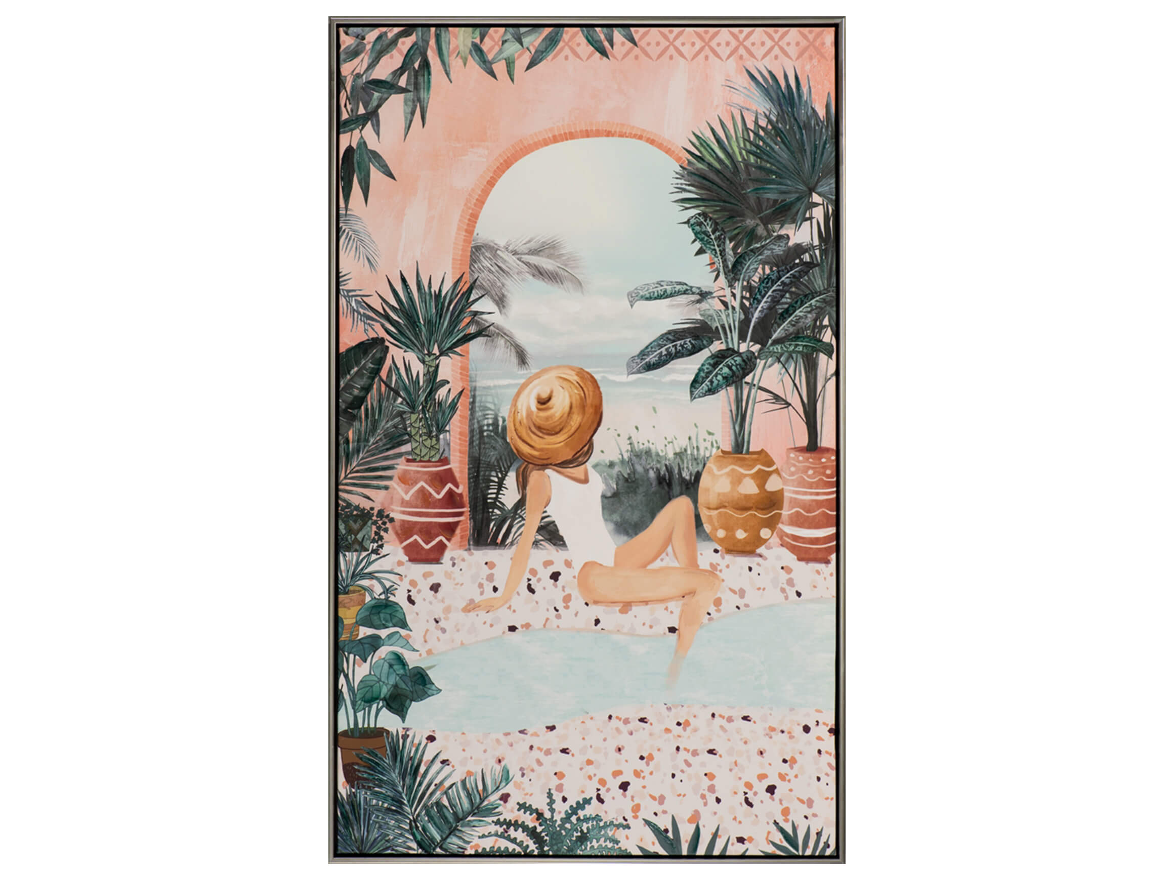 Bild Mediterrane Badenixe in Weiss image LAND / Grösse: 103 x 63 cm