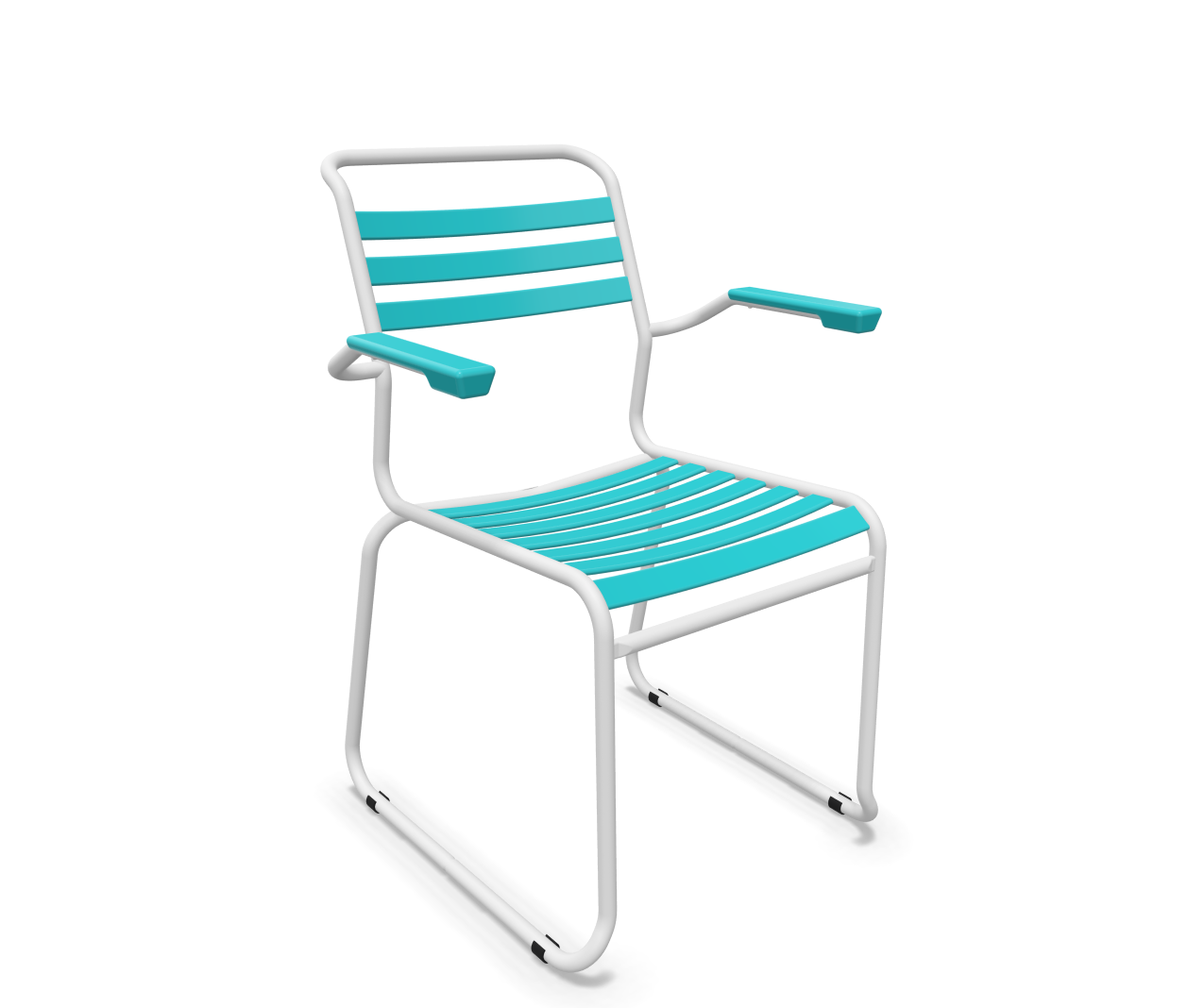 Schaffner Kufen-Lättli-Stuhl Säntis mit Lehne Blau | Schubiger Möbel