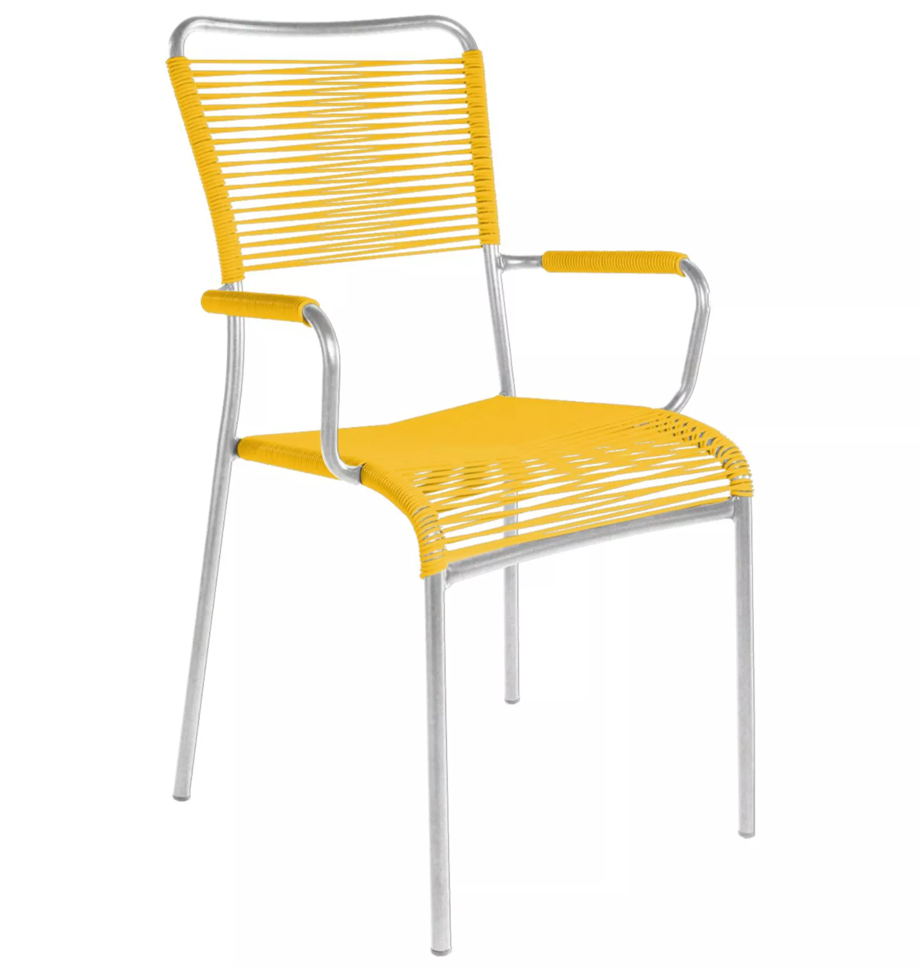 Spaghetti-Stuhl Mendrisio mit Armlehne Schaffner / Farbe: Gelb