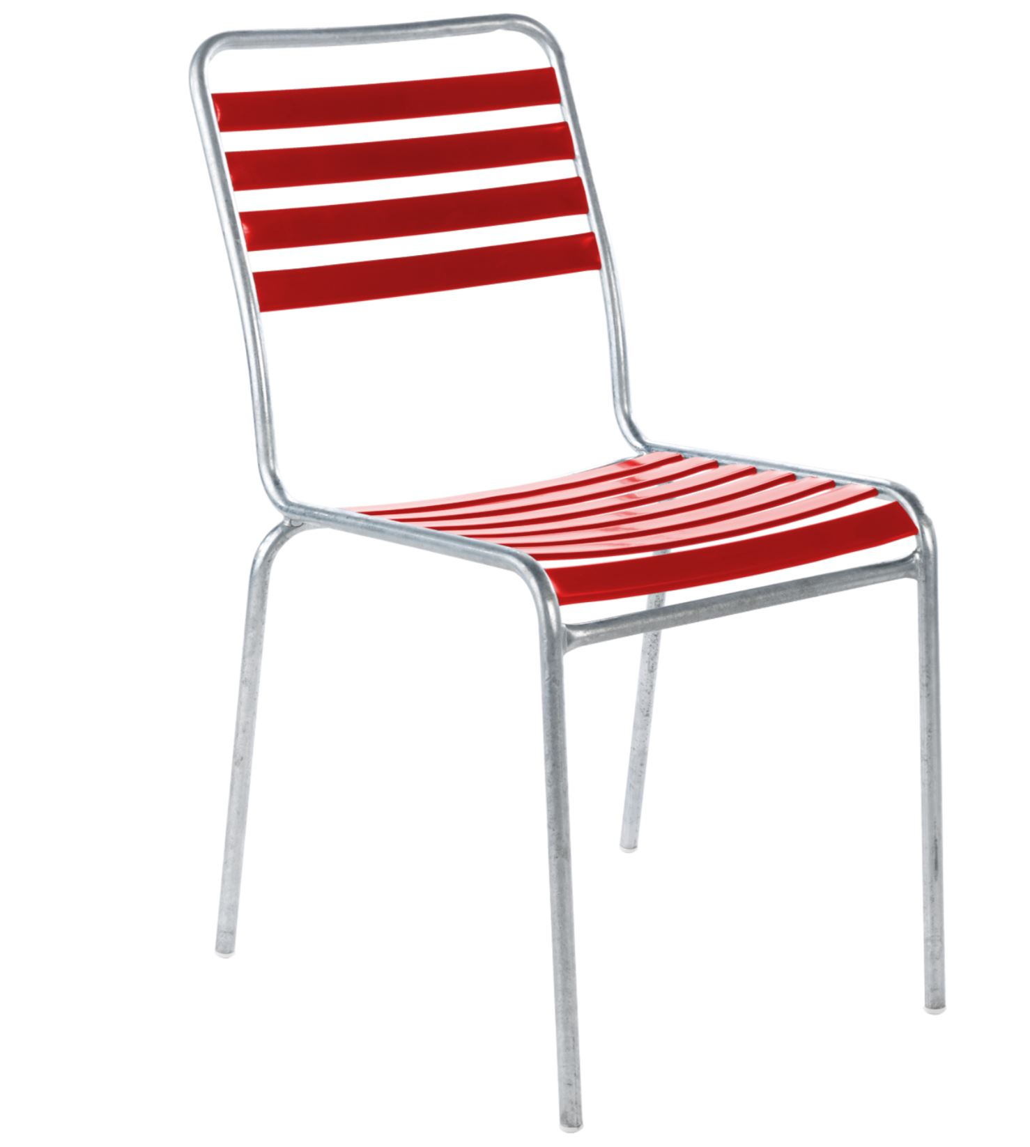 Lättlistuhl Rigi ohne Armlehnen Feuerverzinkt von Schaffner / Farbe: Rot / Grösse: 60 x 61 cm