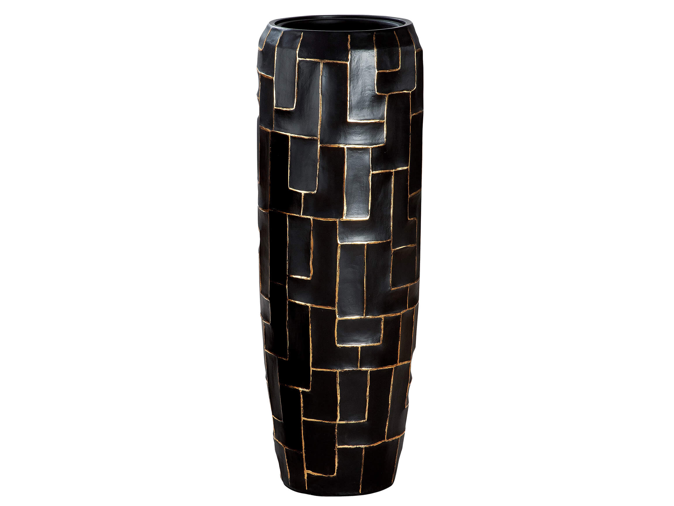 Gefäss Tetris Schwarz-Gold H: 98 cm Gilde / Farbe: Gold Schwarz
