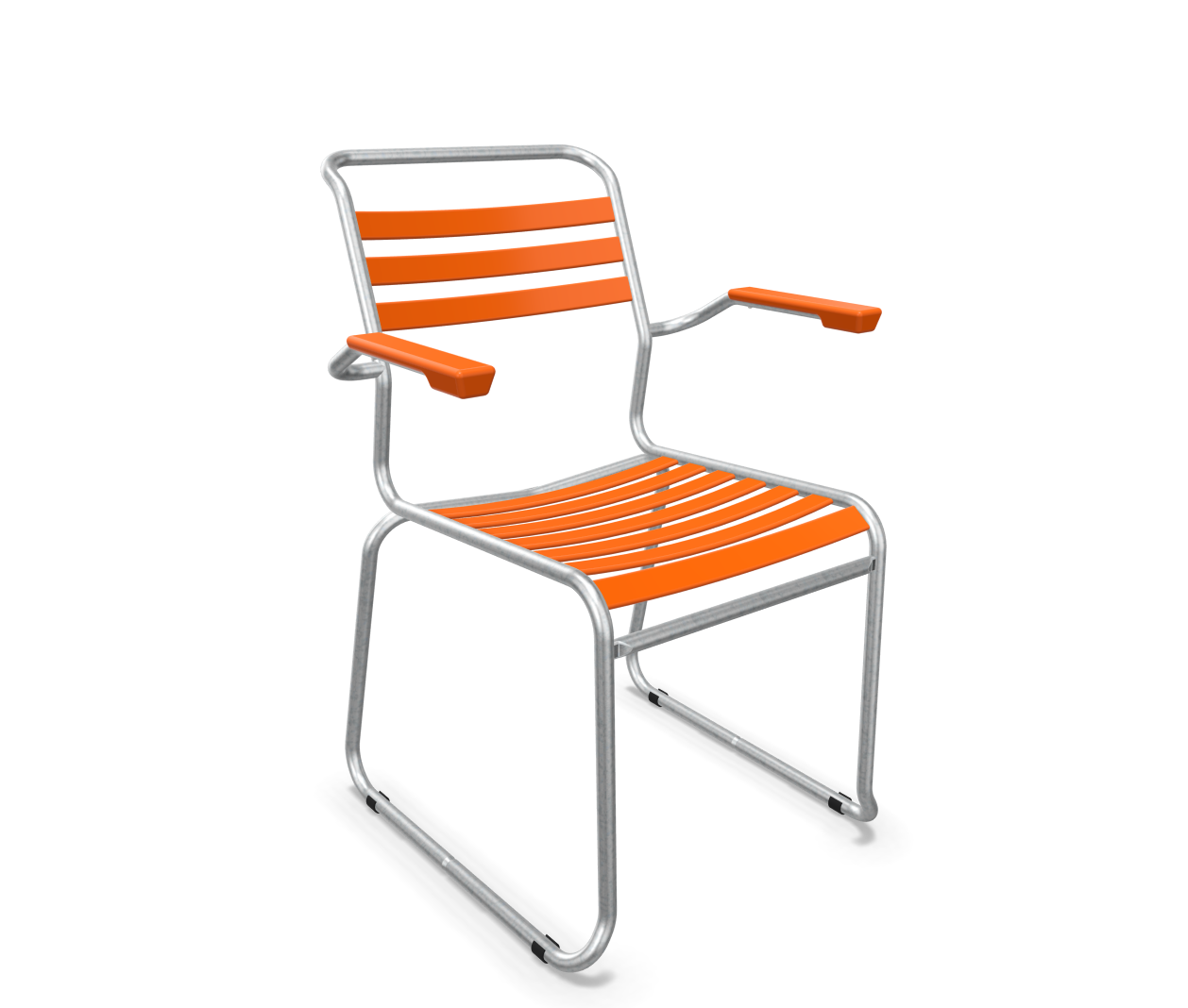 Schaffner Kufen-Lättli-Stuhl Säntis mit Lehne Feuerverzinkt Orange | Schubiger Möbel