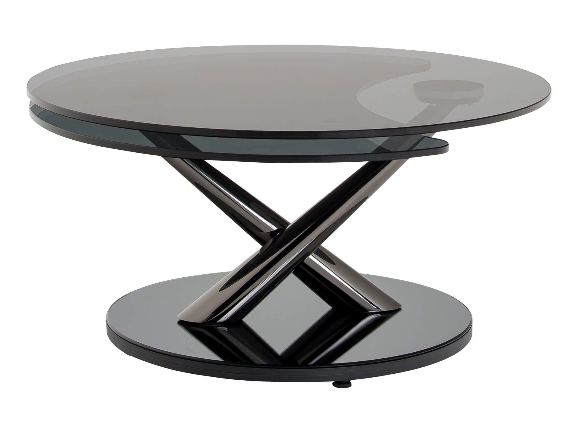 Salontisch Caladia, Rauchglas, Schwarz Nickel, b 80-128