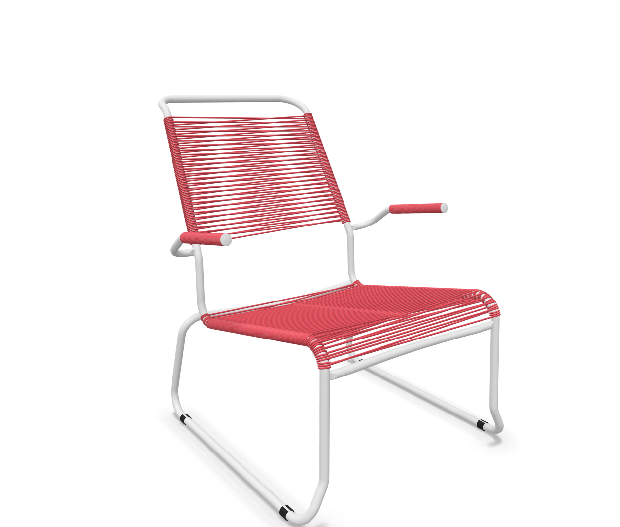 Schaffner Kufen-Spaghetti-Lounger Säntis mit Lehne / Hochlehner Rot | Schubiger Möbel