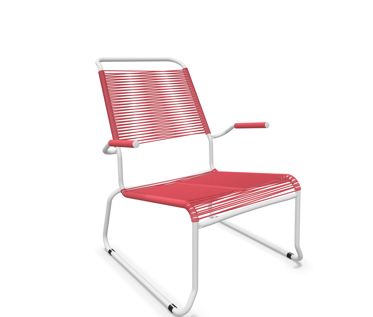 Kufen-Spaghetti-Lounger Säntis mit Lehne / Hochlehner von Schaffner / Farbe: Ahornrot / Grösse: 68 x 85 cm