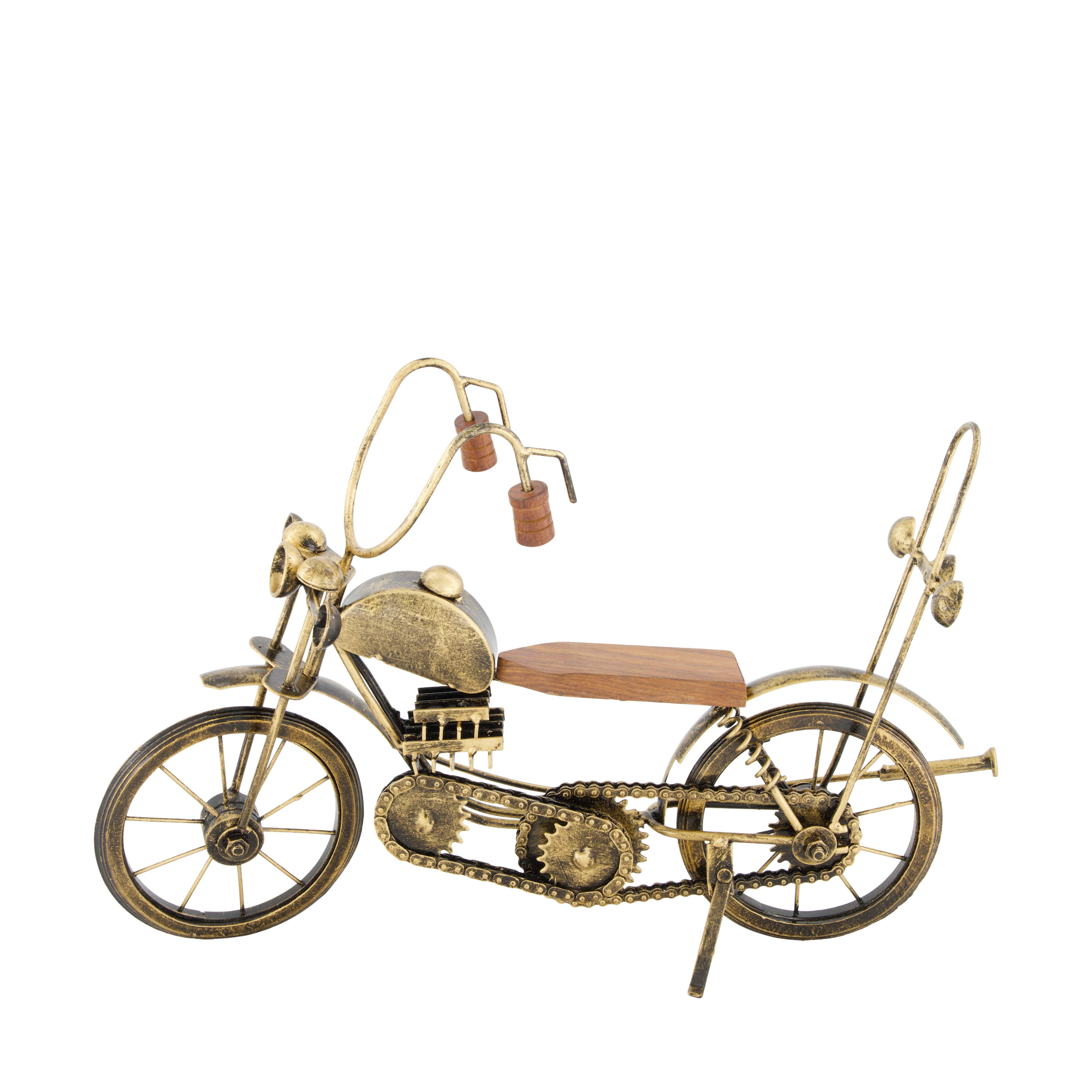 Figur Motorrad, Antique Gold H: 24 cm Decofinder