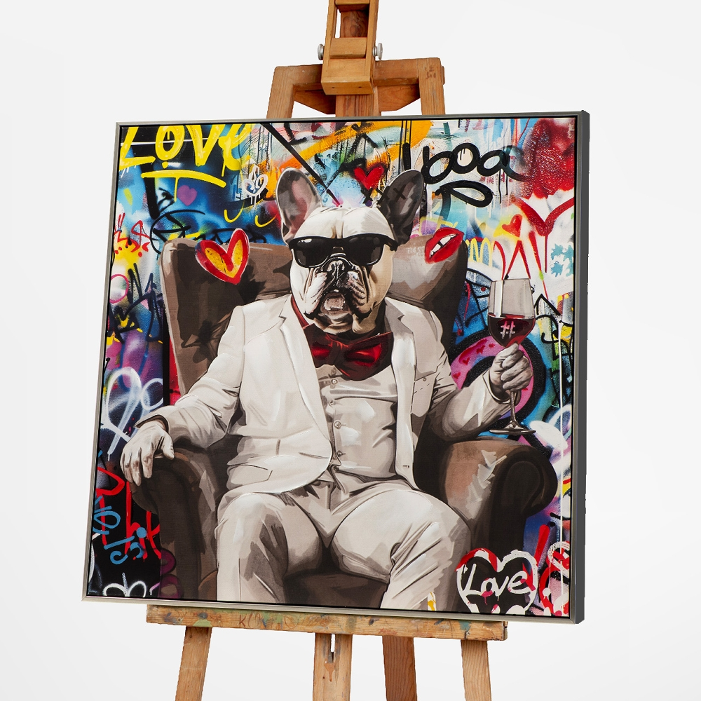 Bild Cool French Dog image LAND / Grösse: 80 x 80 cm