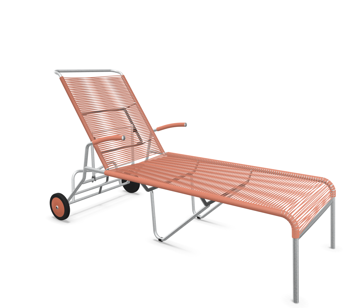 Chaise longue à roulettes Spaghetti Säntis galvanisée à chaud de Schaffner / Couleur : Terracotta / Taille : x cm