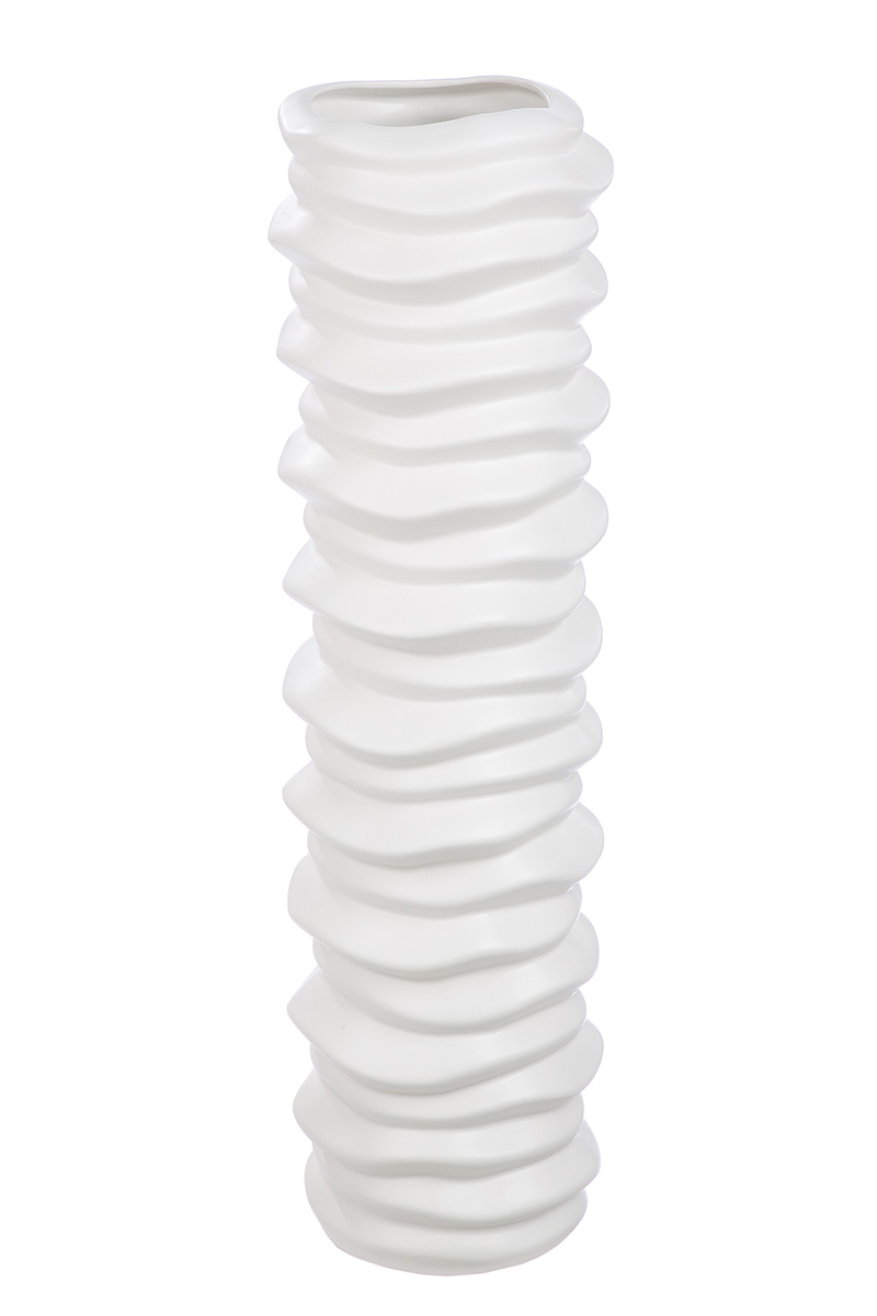 Vase Rillo Keramik Weiss H: 46 cm Gilde