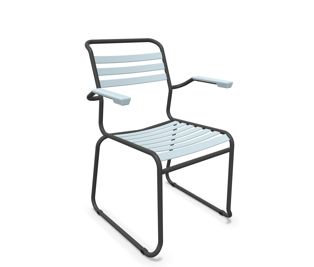 Schaffner Kufen-Lättli-Stuhl Säntis mit Lehne Blau | Schubiger Möbel